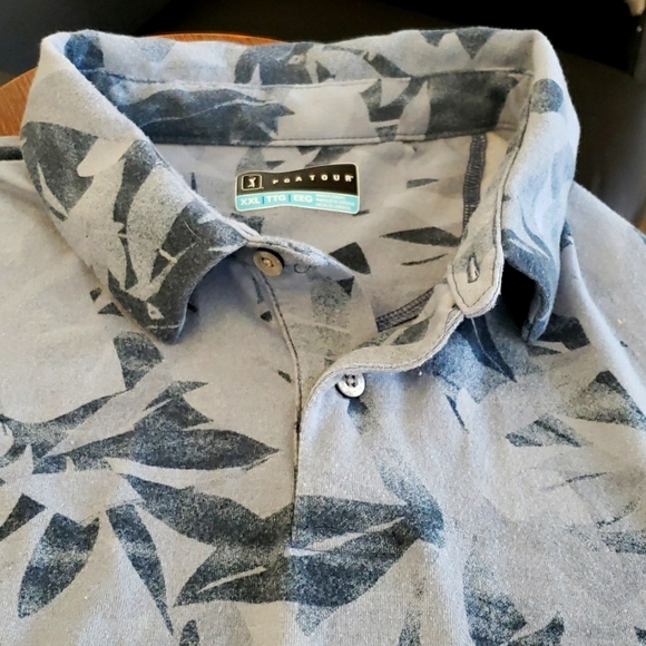 PGA Tour Backyard Botanical-Print Performance Golf Polo Shirt Size XXL - Picture 3 of 9